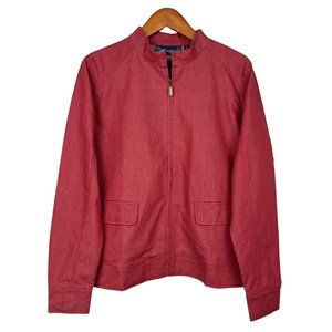 Susan Graver Zip Up Casual Cotton Blend Jacket Coral Red Size XL